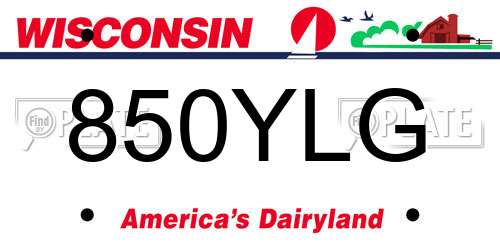 850YLG Wisconsin License Plate