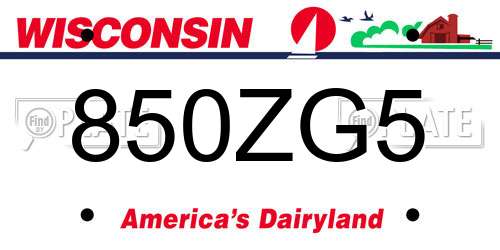 850ZG5 Wisconsin License Plate