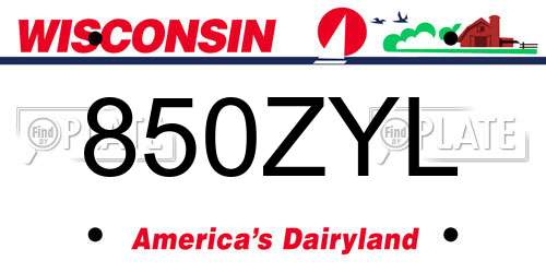 850ZYL Wisconsin License Plate
