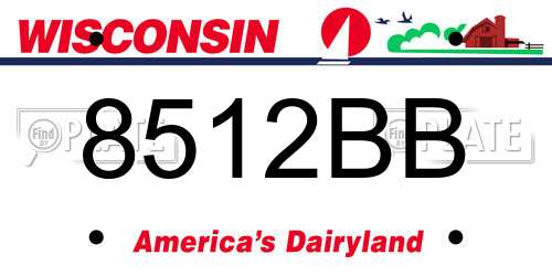 8512BB Wisconsin License Plate