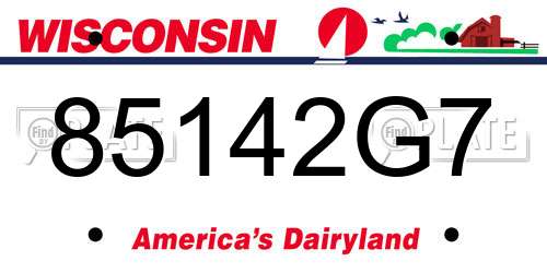 85142G7 Wisconsin License Plate