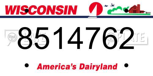 8514762 Wisconsin License Plate