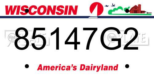 85147G2 Wisconsin License Plate