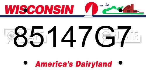 85147G7 Wisconsin License Plate