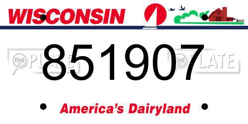 851907 Wisconsin License Plate