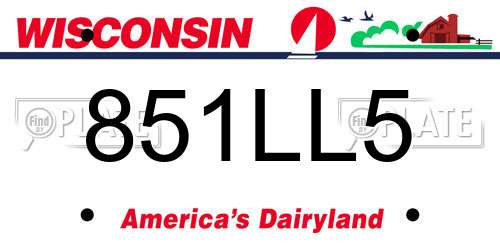 851LL5 Wisconsin License Plate