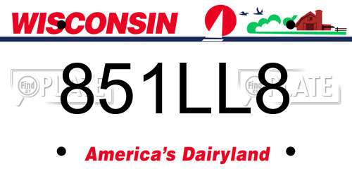 851LL8 Wisconsin License Plate