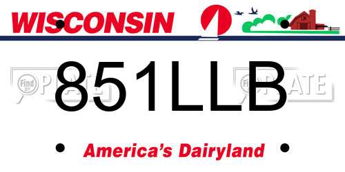 851LLB Wisconsin License Plate