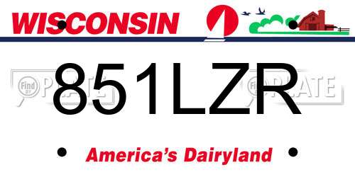 851LZR Wisconsin License Plate