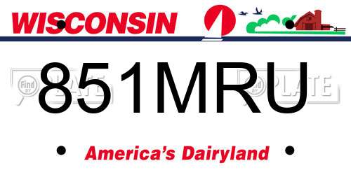 851MRU Wisconsin License Plate