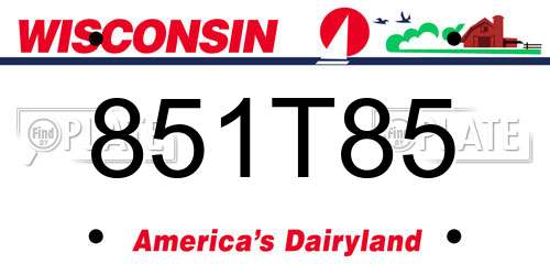 851T85 Wisconsin License Plate