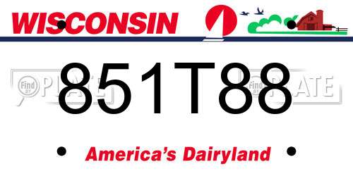 851T88 Wisconsin License Plate