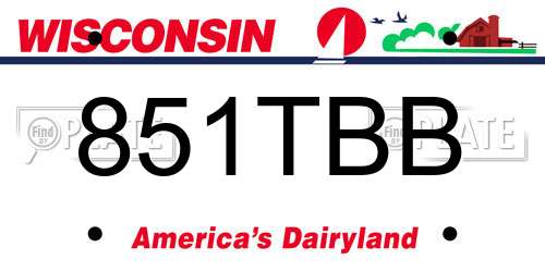 851TBB Wisconsin License Plate