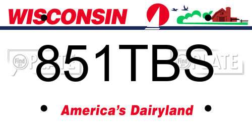 851TBS Wisconsin License Plate