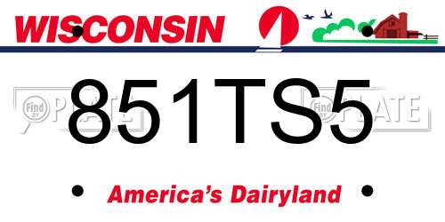 851TS5 Wisconsin License Plate
