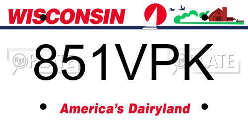 851VPK Wisconsin License Plate