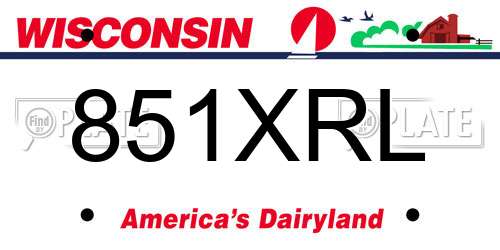 851XRL Wisconsin License Plate