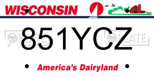 851YCZ Wisconsin License Plate
