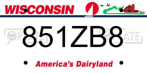 851ZB8 Wisconsin License Plate