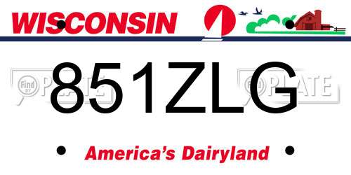 851ZLG Wisconsin License Plate