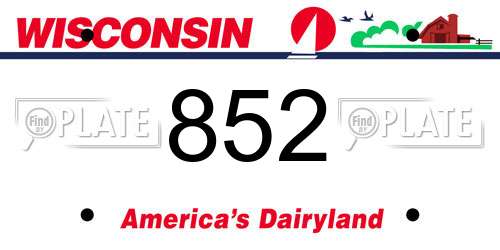 852 Wisconsin License Plate