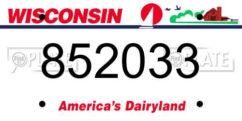 852033 Wisconsin License Plate
