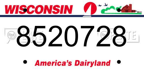 8520728 Wisconsin License Plate