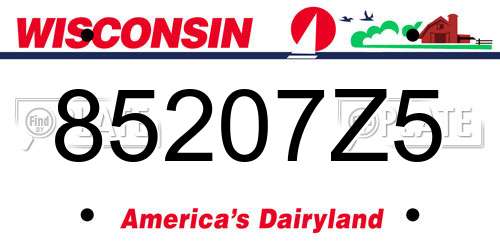 85207Z5 Wisconsin License Plate