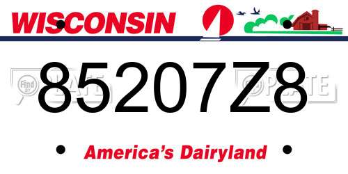 85207Z8 Wisconsin License Plate