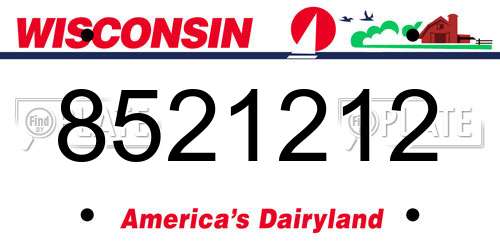 8521212 Wisconsin License Plate