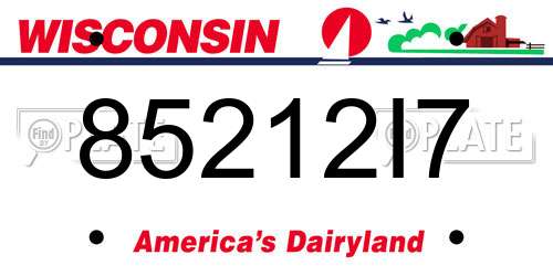 85212I7 Wisconsin License Plate
