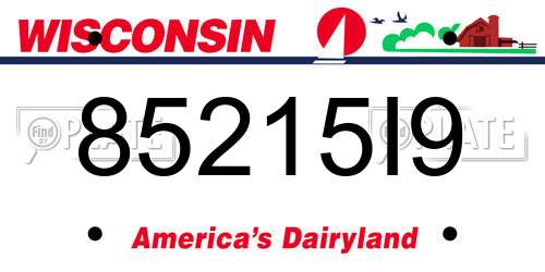 85215I9 Wisconsin License Plate