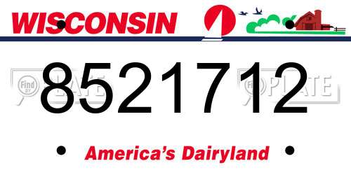 8521712 Wisconsin License Plate