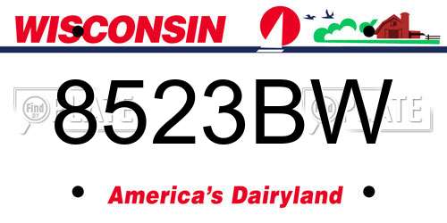 8523BW Wisconsin License Plate