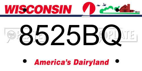 8525BQ Wisconsin License Plate