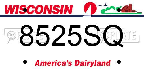 8525SQ Wisconsin License Plate