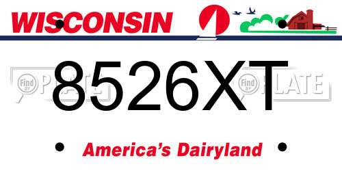 8526XT Wisconsin License Plate