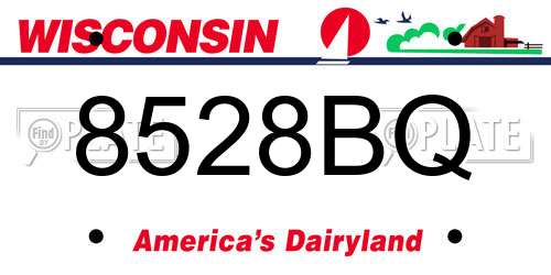 8528BQ Wisconsin License Plate