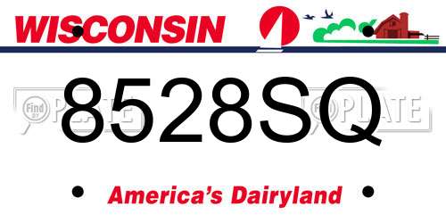 8528SQ Wisconsin License Plate