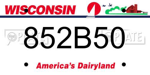 852B50 Wisconsin License Plate
