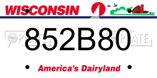 852B80 Wisconsin License Plate