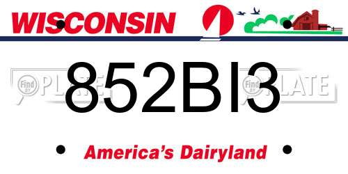 852BI3 Wisconsin License Plate