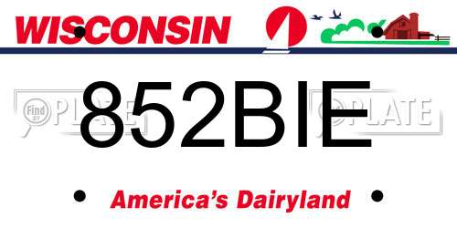 852BIE Wisconsin License Plate