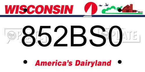 852BS0 Wisconsin License Plate