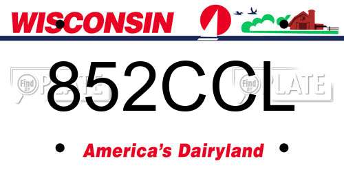 852CCL Wisconsin License Plate