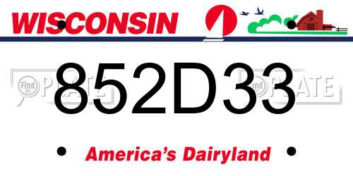 852D33 Wisconsin License Plate
