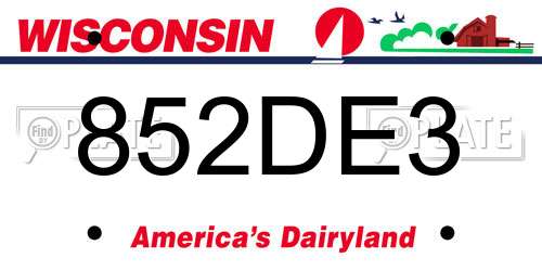 852DE3 Wisconsin License Plate