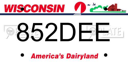 852DEE Wisconsin License Plate