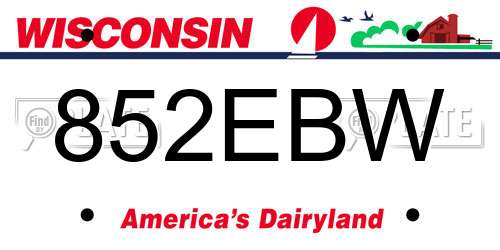 852EBW Wisconsin License Plate