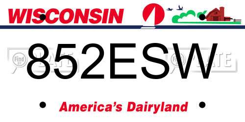 852ESW Wisconsin License Plate